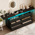 Black 6 Drawer Dresser with Sliding Desktop R196