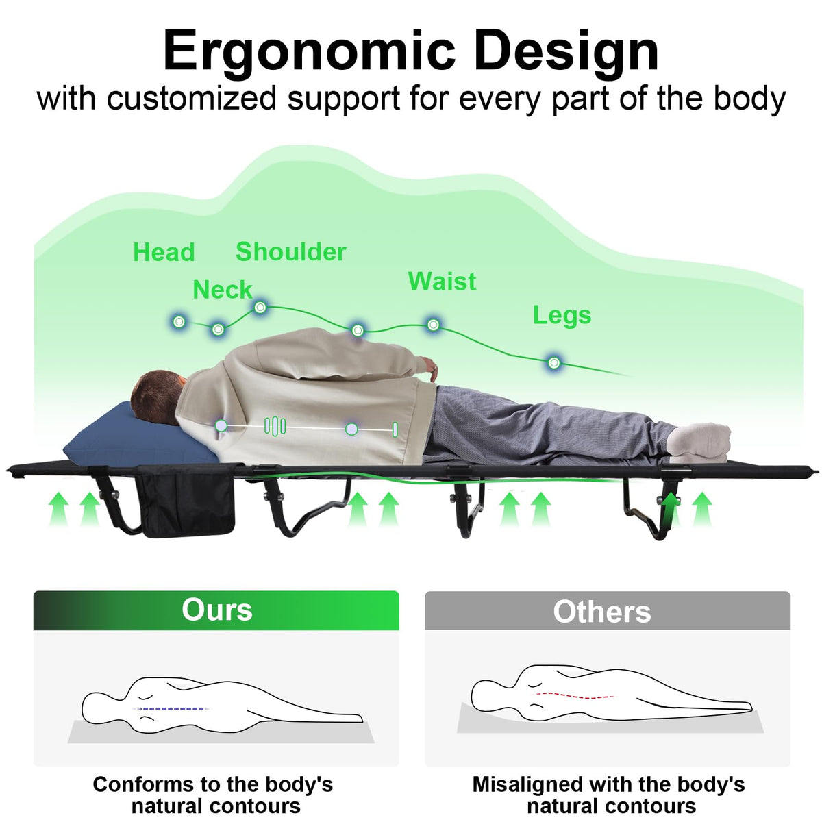 Ultralight Folding Camping Cot 4-Legs 352 lbs O317