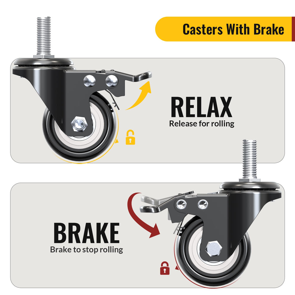 2 inch Total Locking Stem Caster Wheels Set of 4 Black U90012