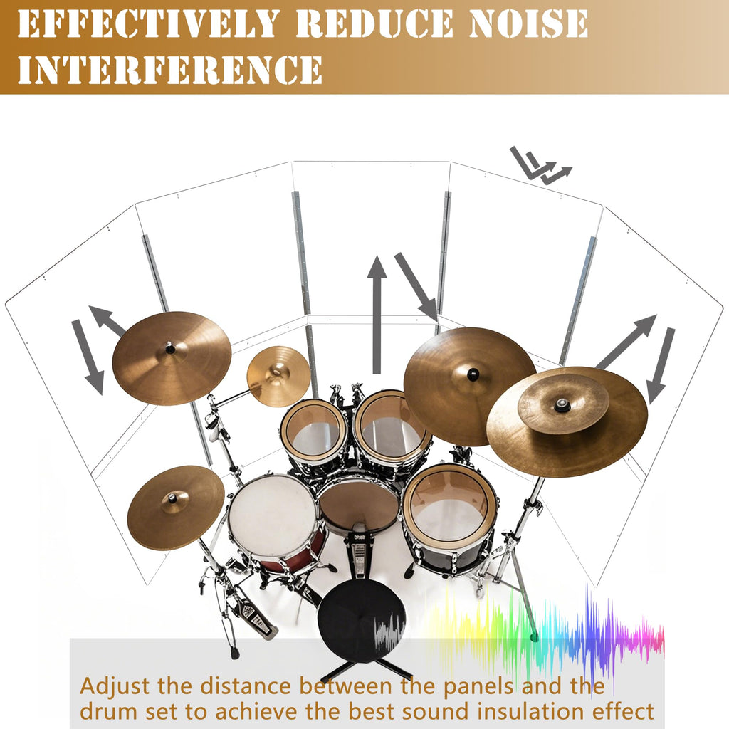 Portable 4 Panels 2ft x 5ft Acrylic Drum Shield U639