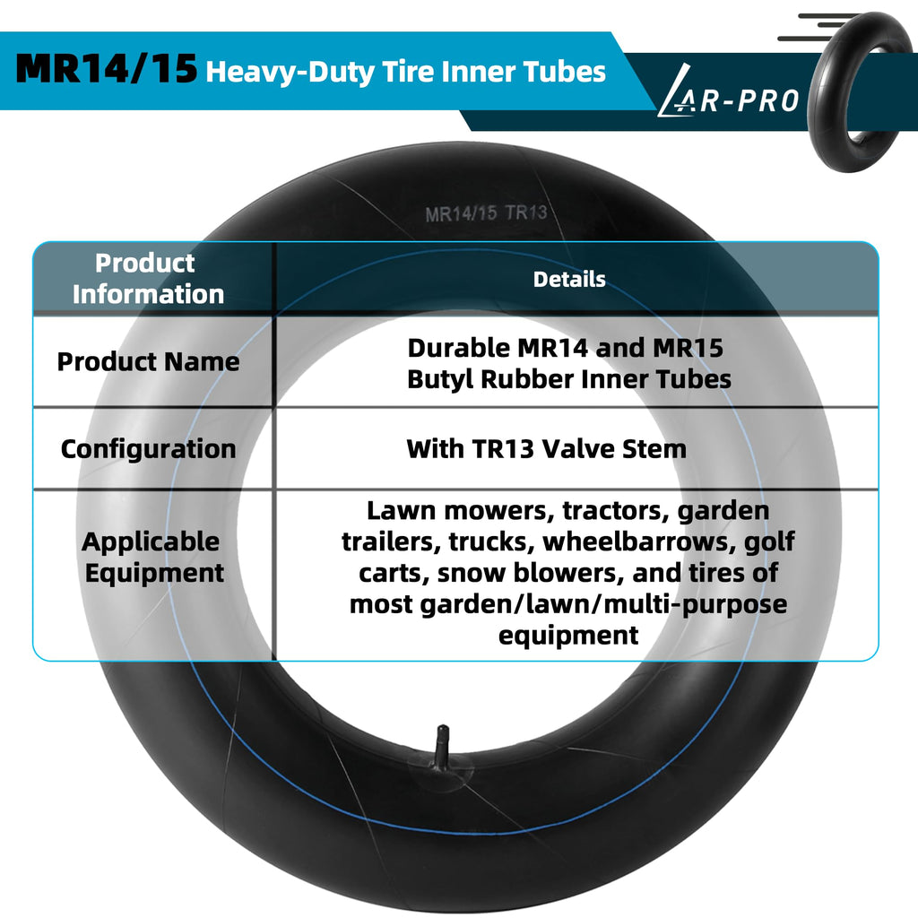 Heavy-Duty Tire Inner Tubes with TR13 Straight Valve Stems Butyl Rubber 1-Pack R380525