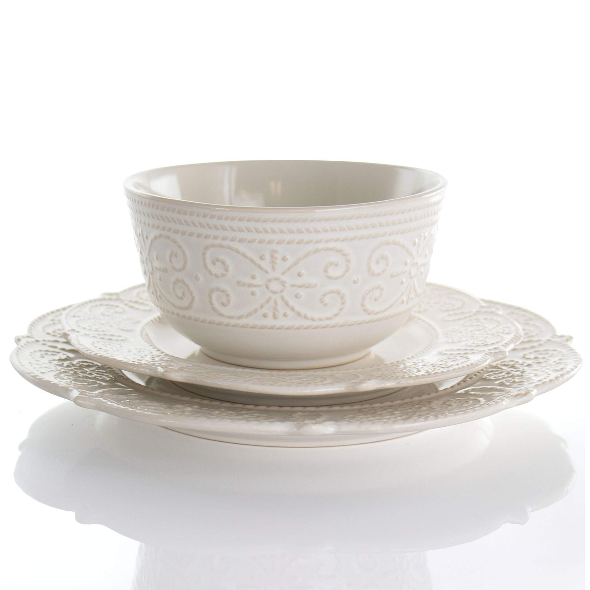 Round Stoneware 16 Piece Dish Set T44000