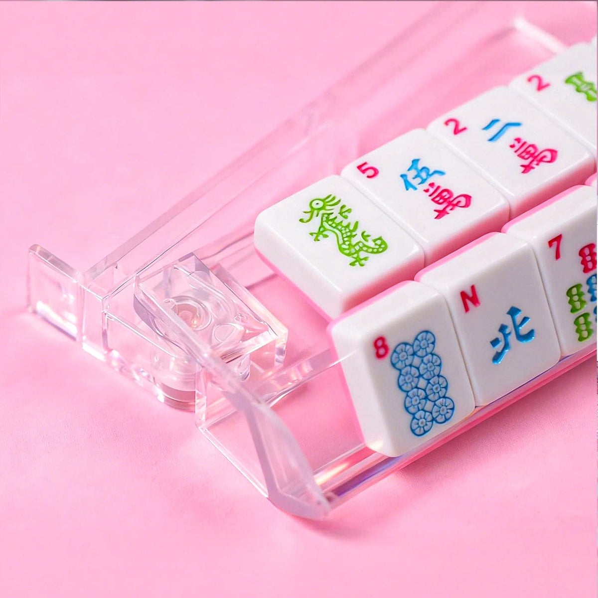 Clear Mahjong Racks with Pushers, 4 Piece Set Z8736
