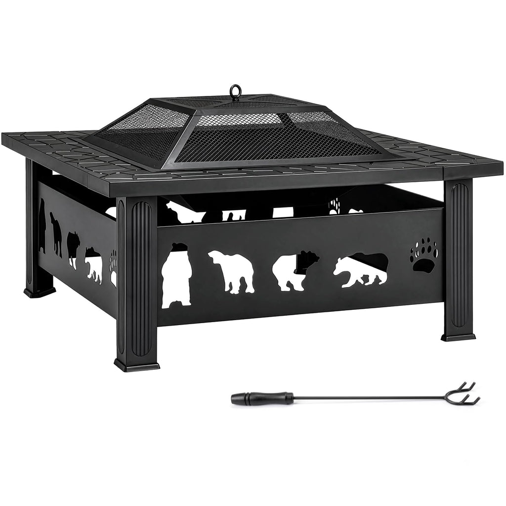 32 Inch Square Wood Burning Fire Pit Table R4159