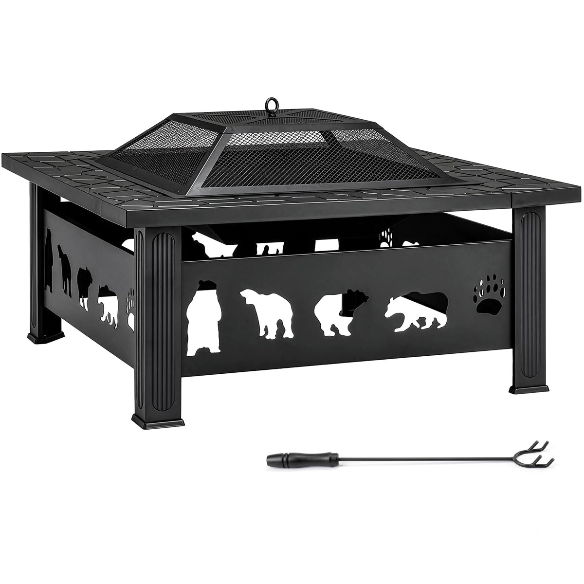 32 Inch Square Wood Burning Fire Pit Table R4159