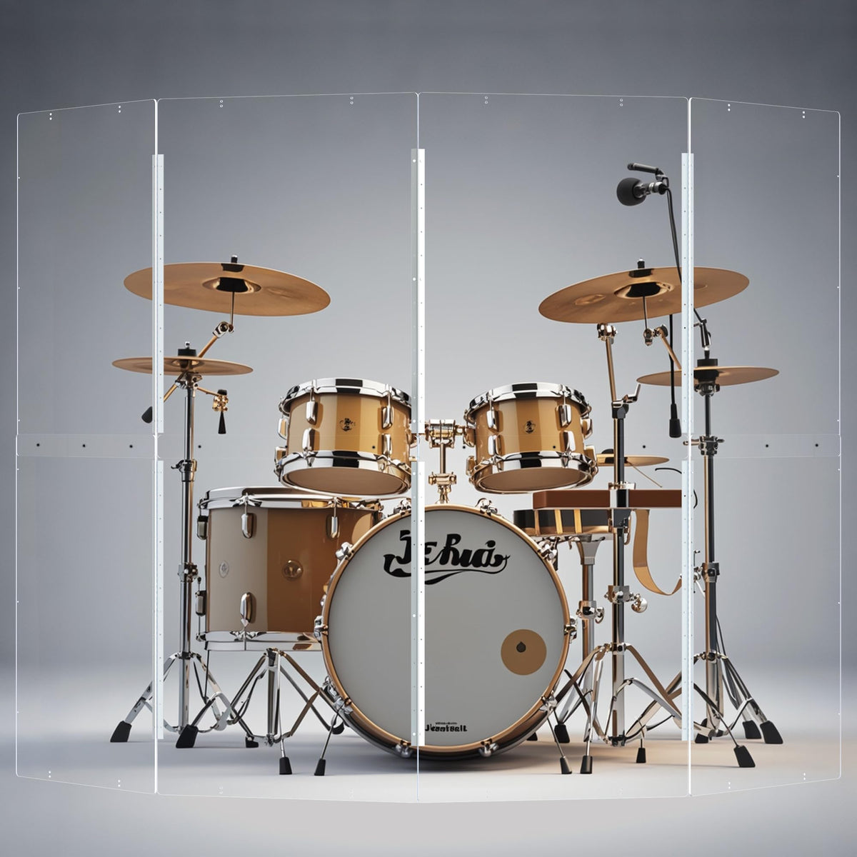 Portable 4 Panels 2ft x 5ft Acrylic Drum Shield U639