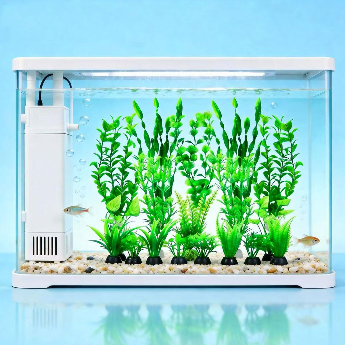 Artificial Aquarium Plants Set, Plastic Fish Tank Decorations (18pcs-Green) P4358