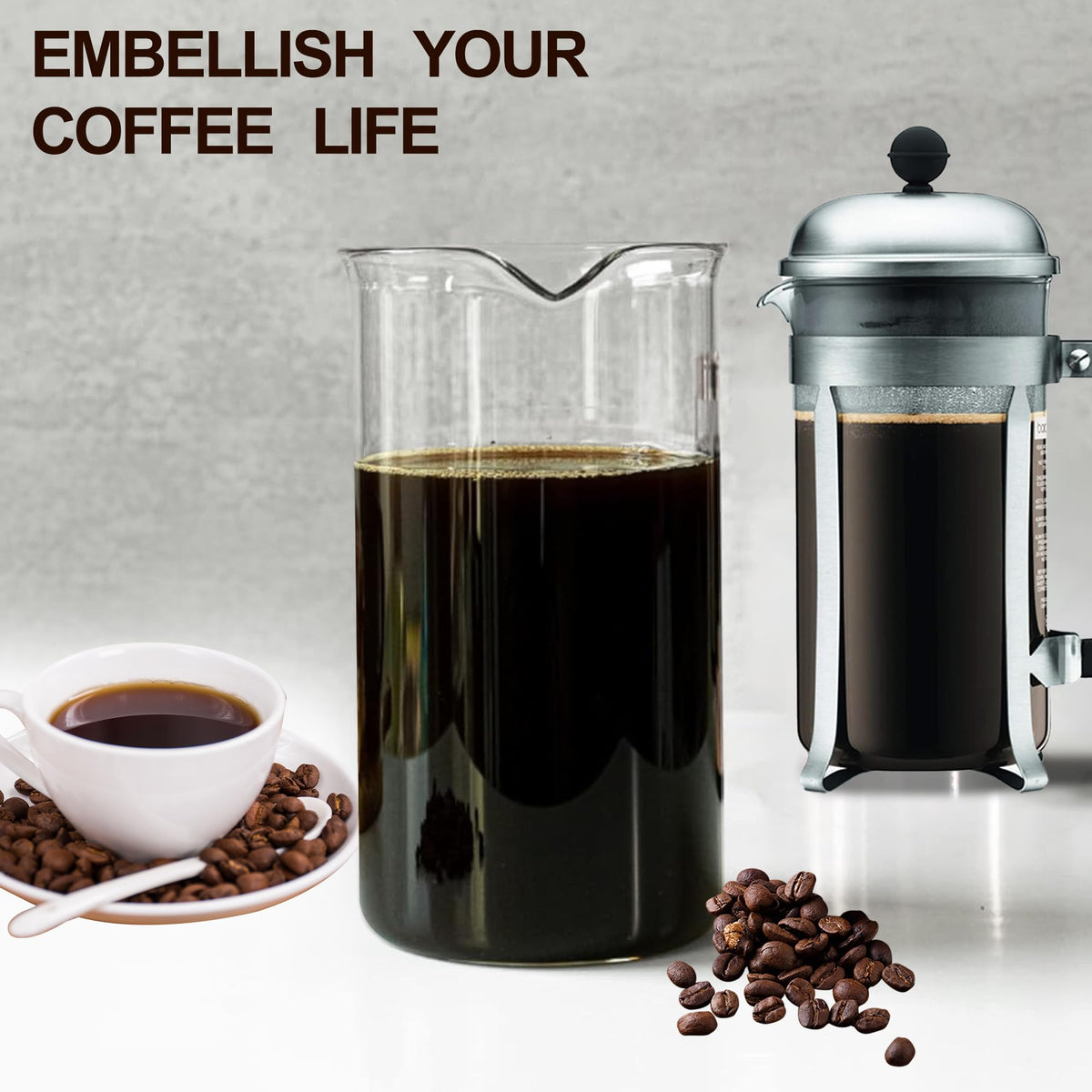 Glass French Press Replacement, 34 Ounce, Dishwasher Safe Q64340