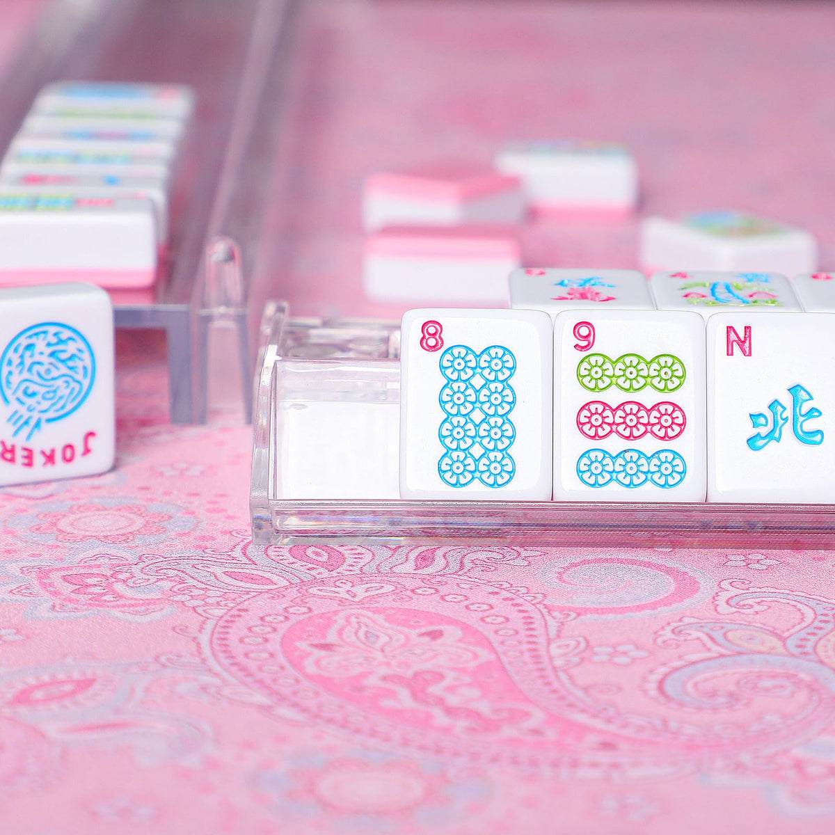 Clear Mahjong Racks with Pushers, 4 Piece Set Z8736