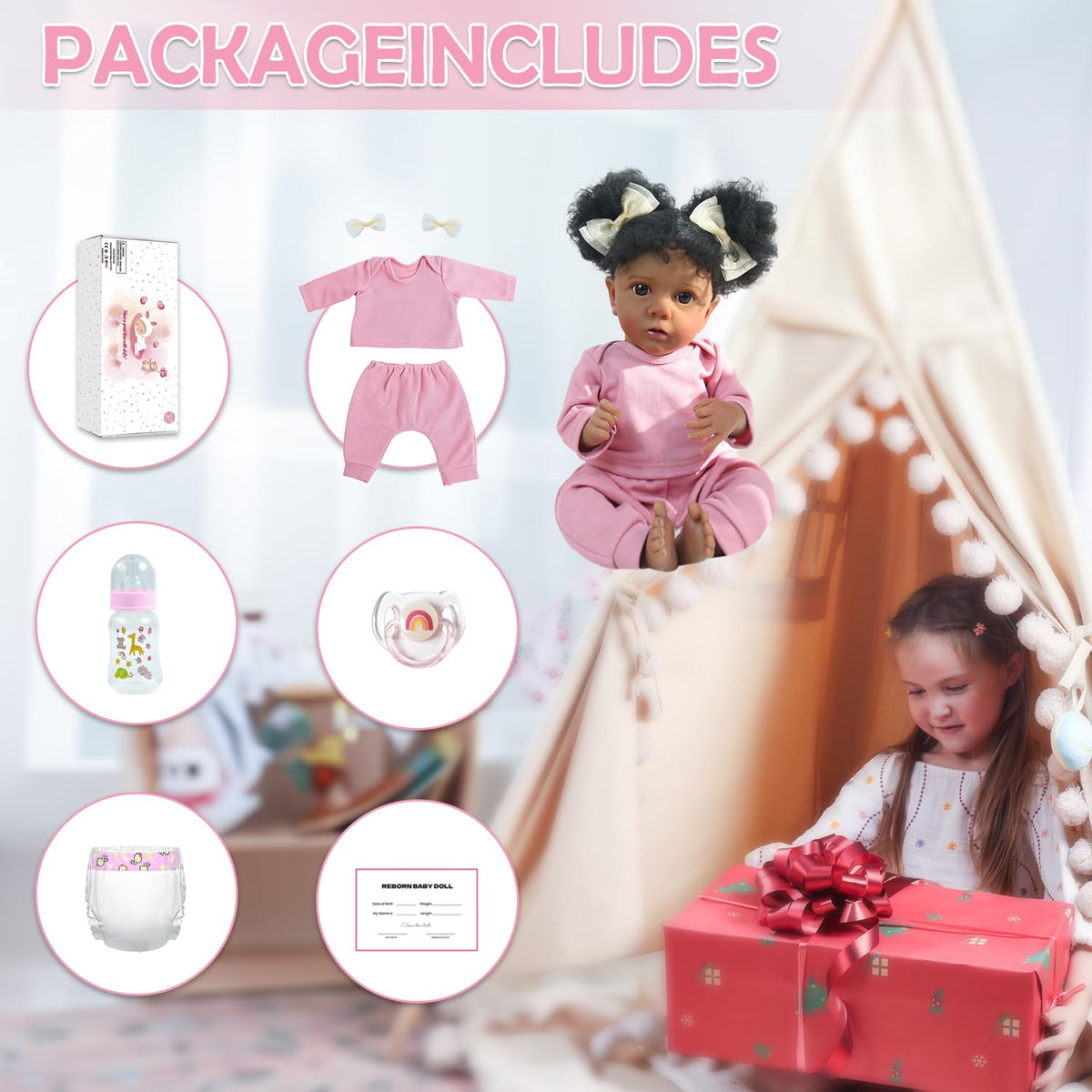 20 Inch Realistic Newborn Baby Doll in Pink Outfit P149641