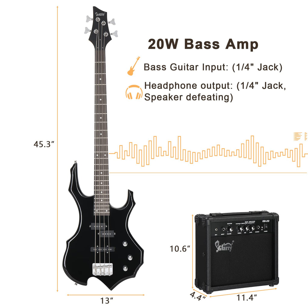Electric Bass Guitar 4 Strings Black V8784