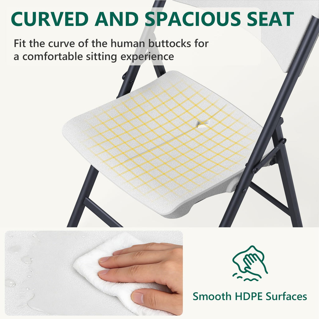 White 4 Pack Plastic Folding Chairs with Metal Frame U54902