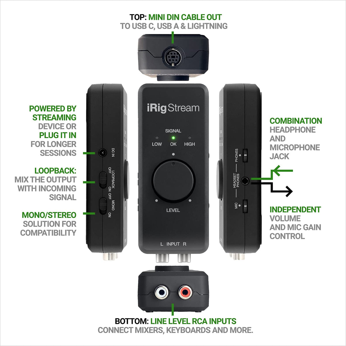 Stereo Audio Interface with USB-C, Lightning and USB H604746