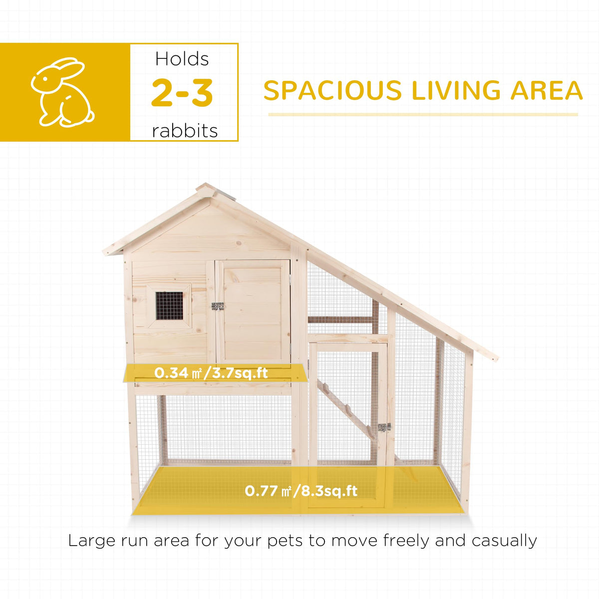 55 Inch 2-Tier Wooden Rabbit Hutch X840041