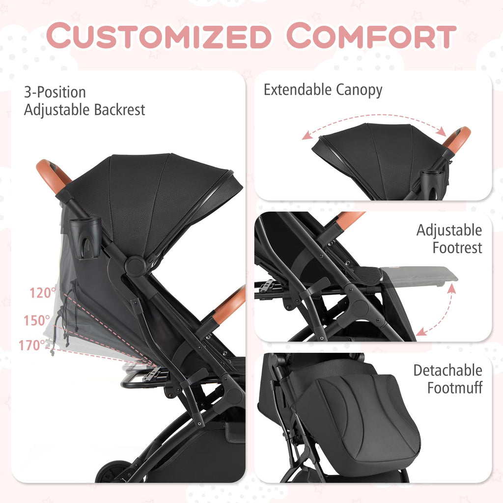 Lightweight Compact Stroller with One-Hand Fold and Canopy Z793294