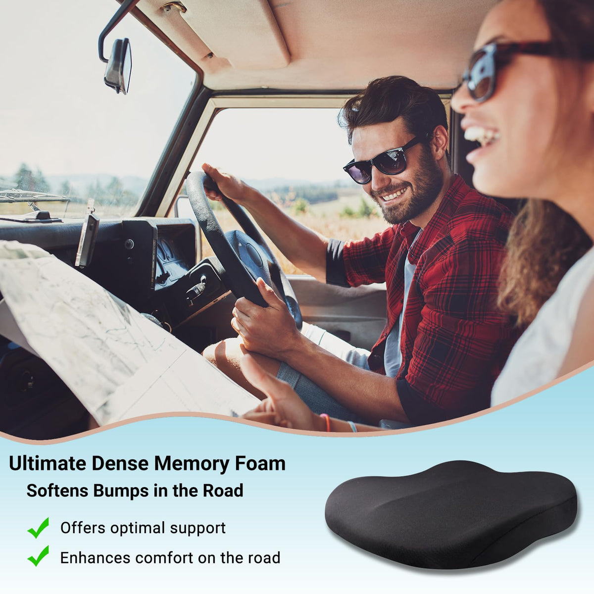Black Memory Foam Car Seat Cushion P83948