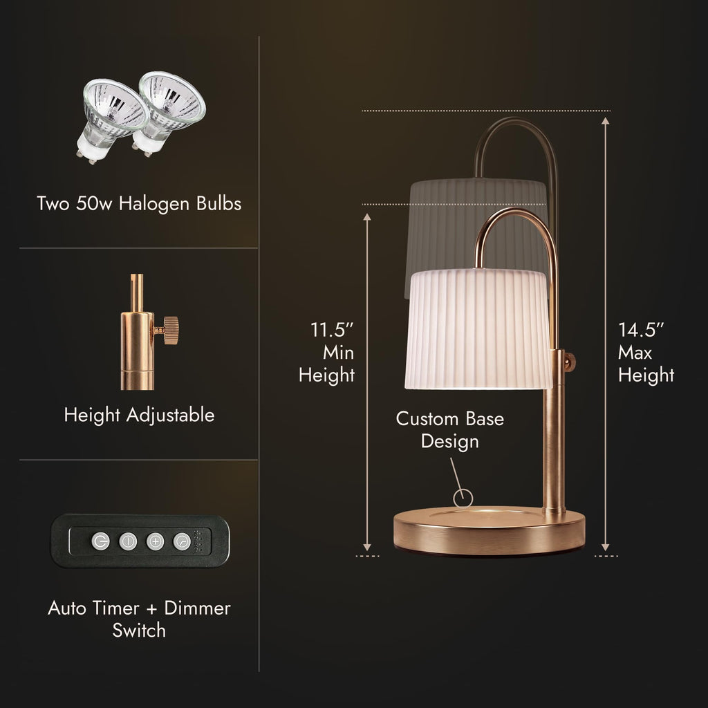 Dimmable Glass Candle Warmer Lamp with Timer N929