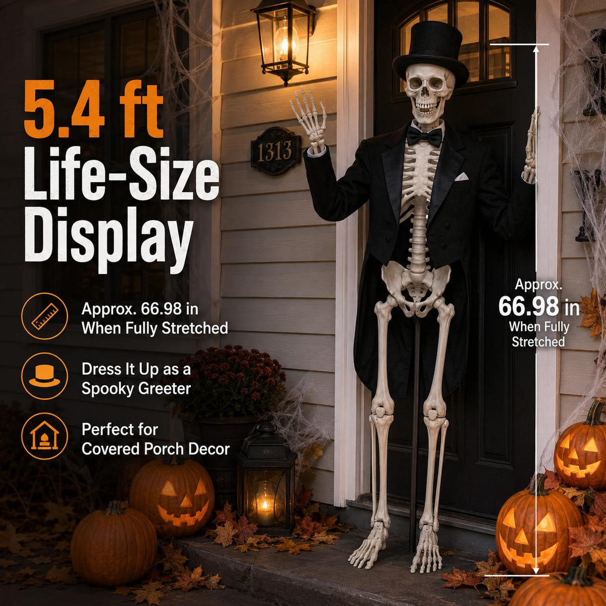 5.4 ft Full Body Plastic Skeleton Prop Y822