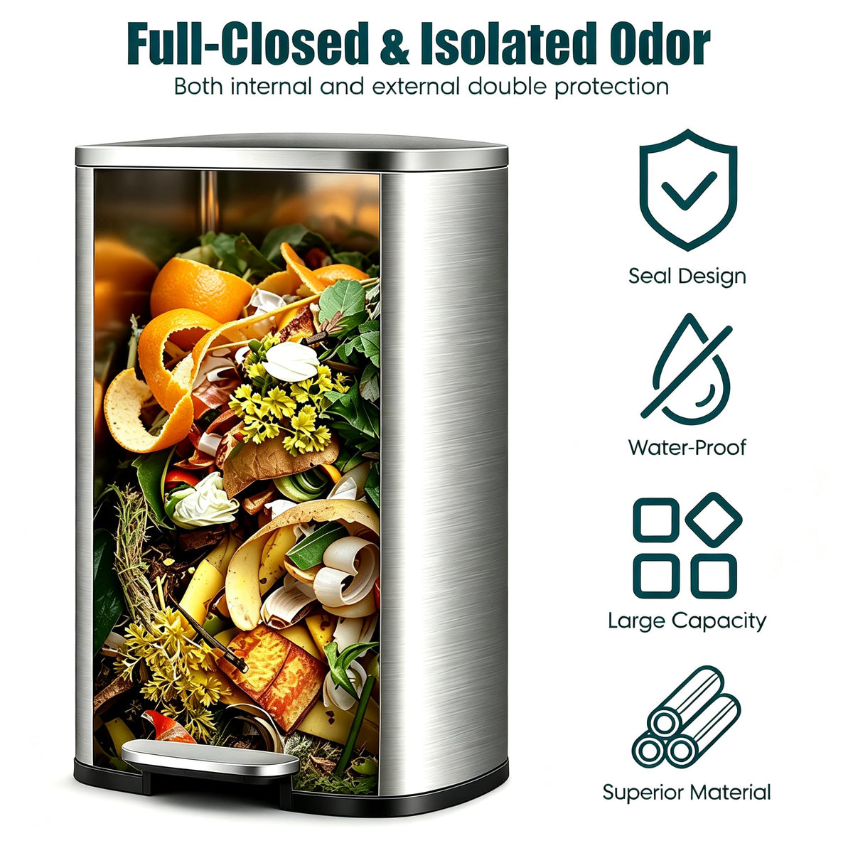 13 Gallon Stainless Steel Step Trash Can I537