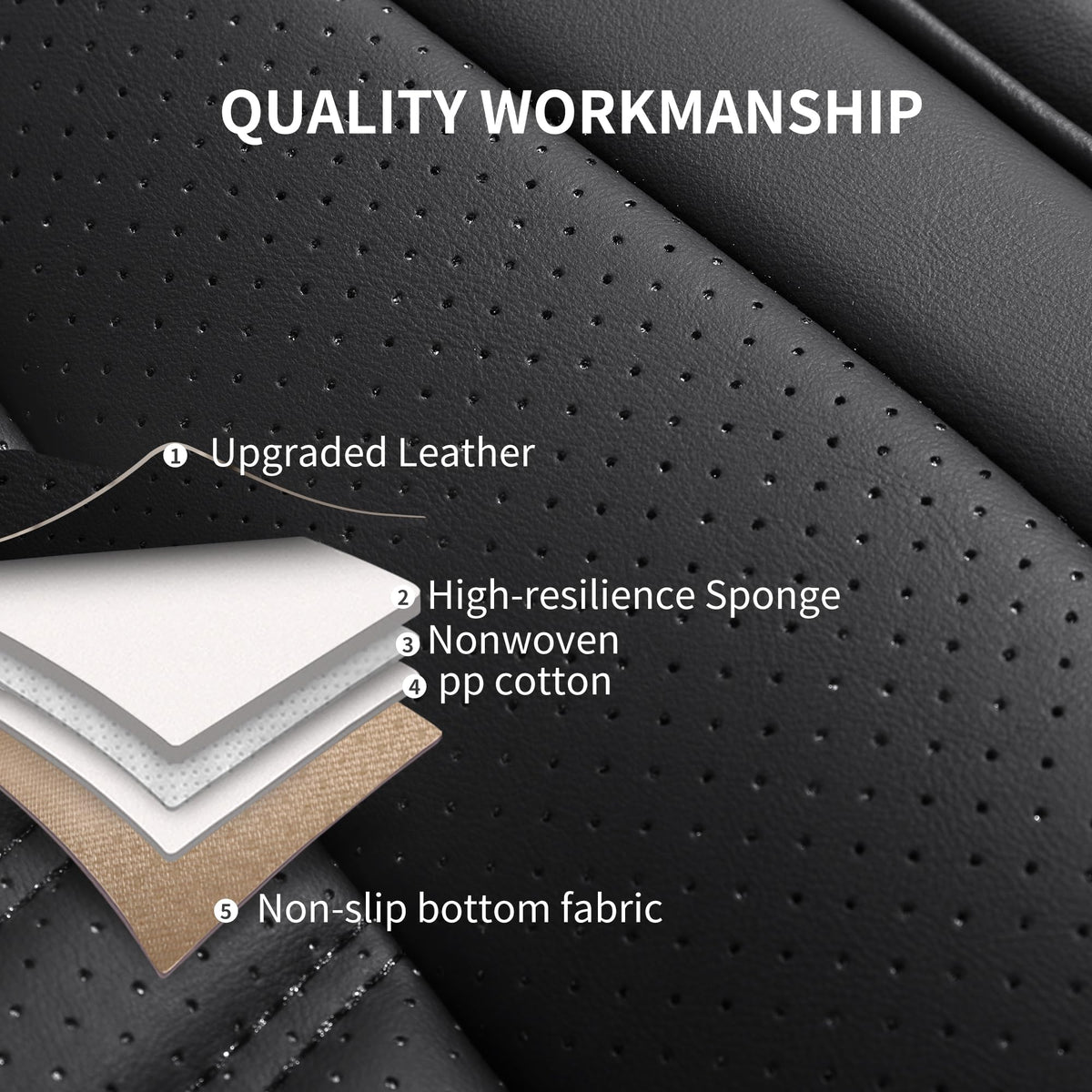 Black Nappa Leather Car Seat Covers Full Set E917028