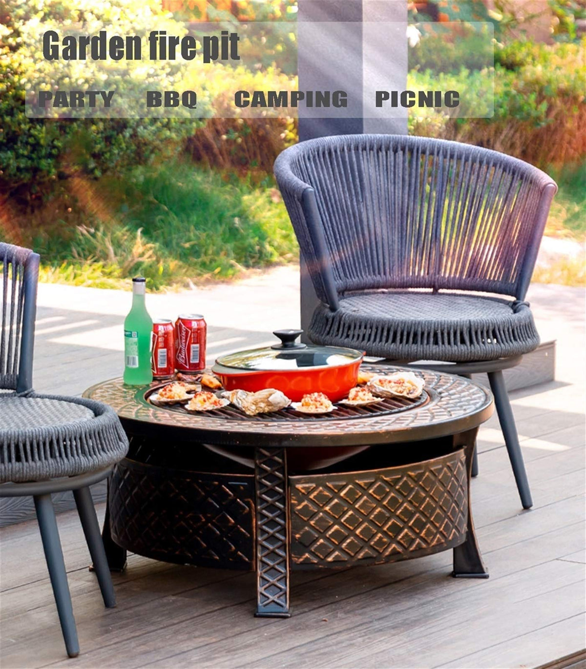 Wood-Burning Fire Pit Bowl with Spark Screen T587