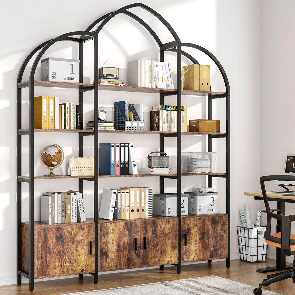 5 Tier Arched Bookshelf with 3 Cabinets B49897