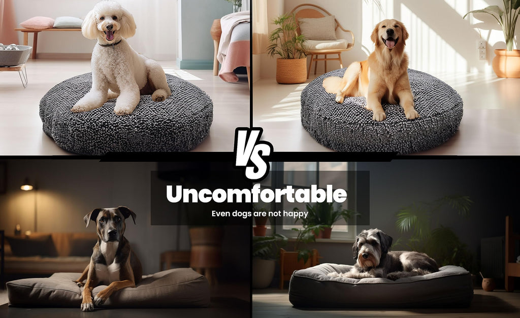 Soft Round Chenille Dog Bed with Removable Washable Cover Grey Medium G64059