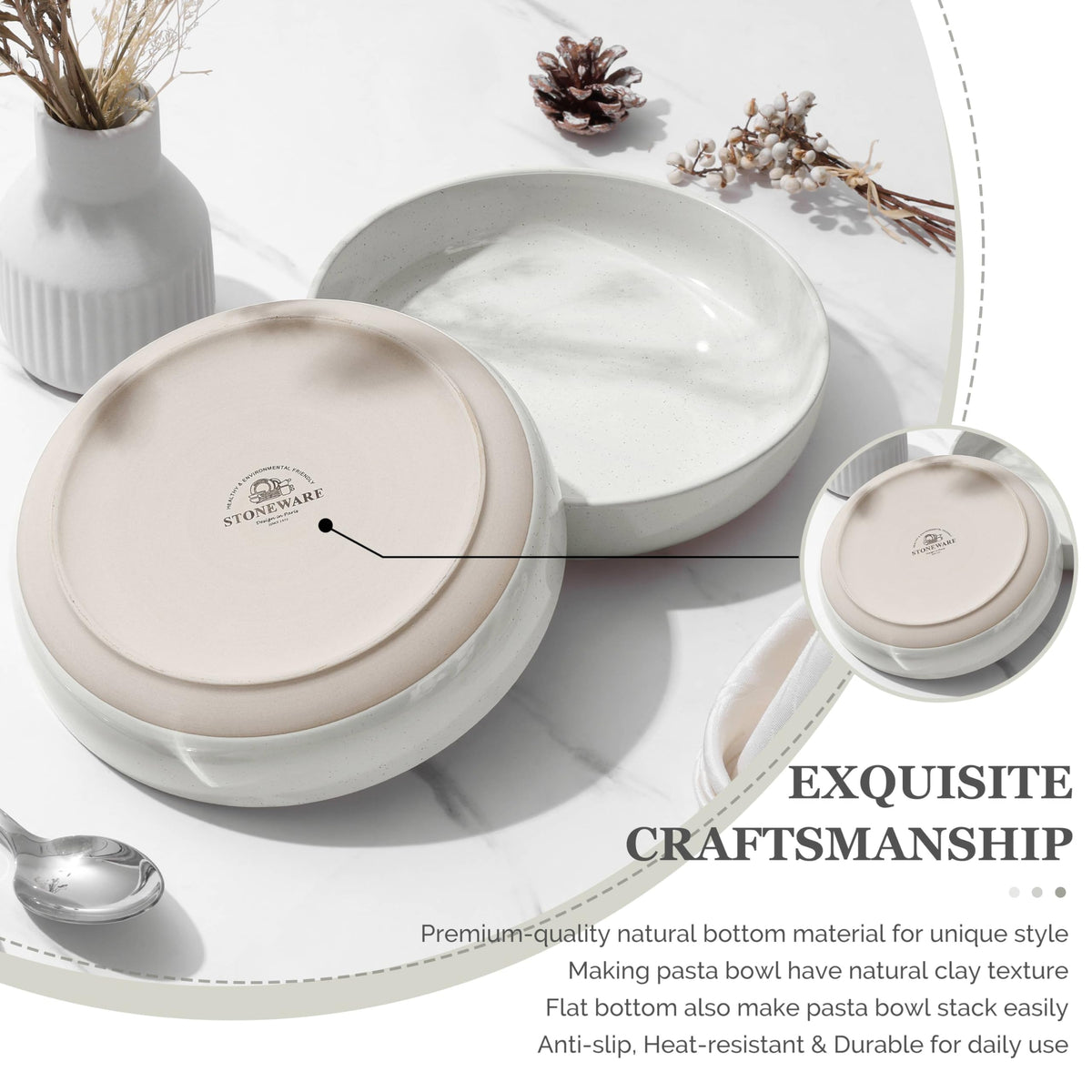 Set of 4 33oz Ceramic Pasta Bowls H355