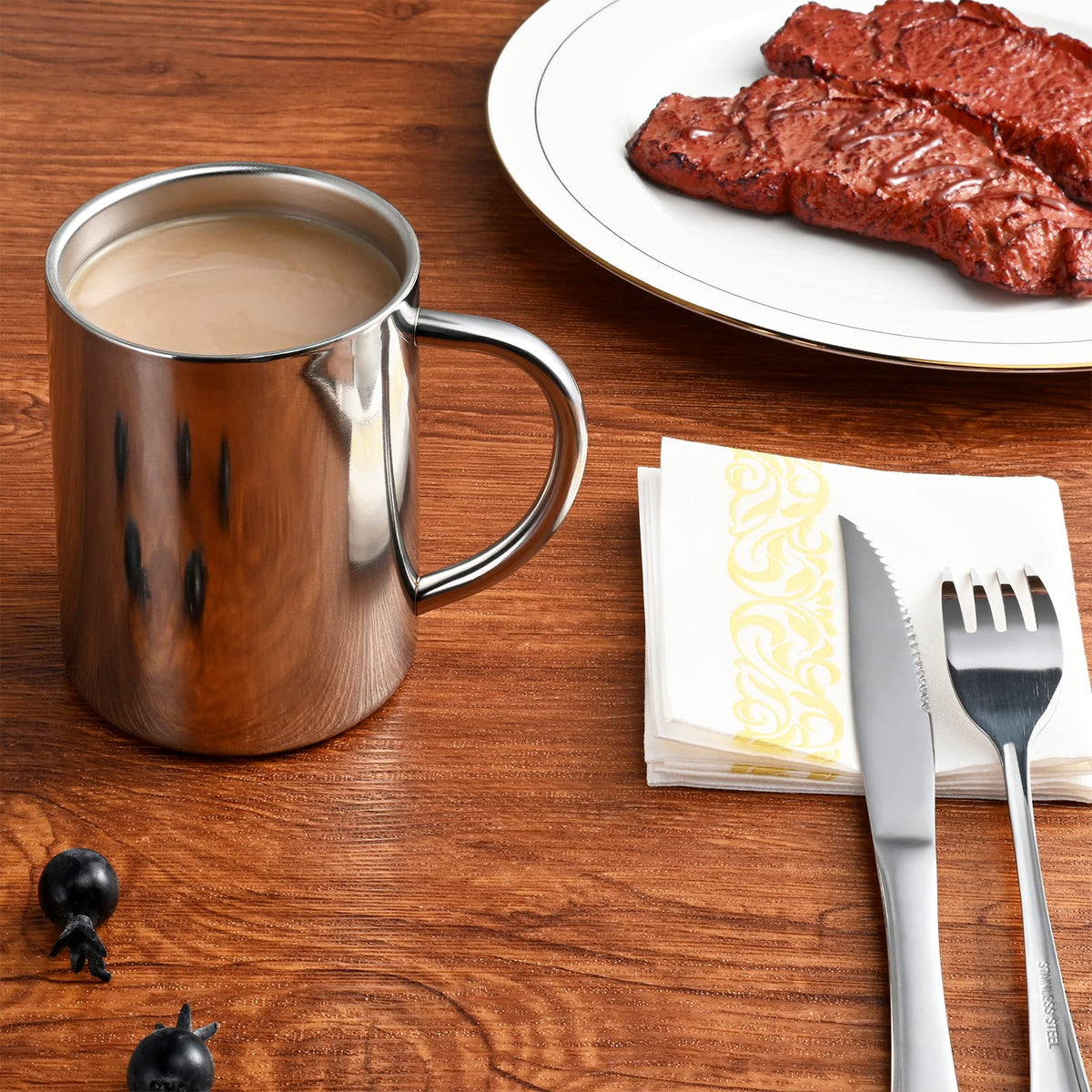 400ml Insulated Stainless Steel Coffee Mug Set of 2 O317
