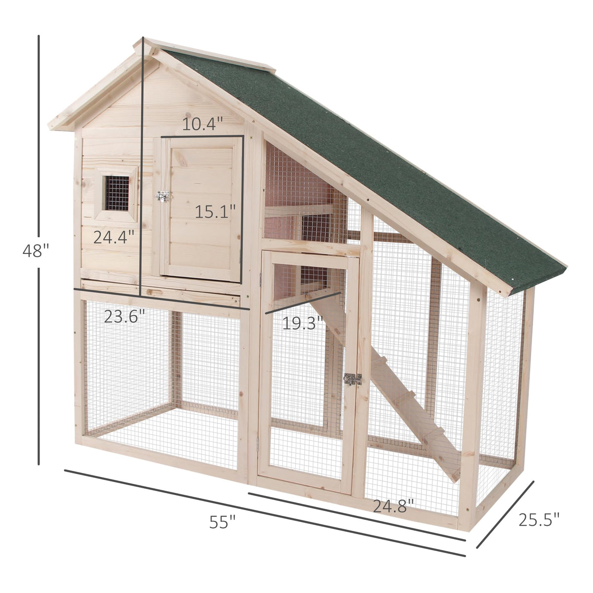 55 Inch 2-Tier Wooden Rabbit Hutch X840041