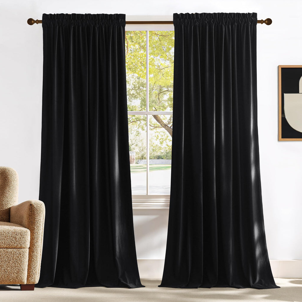 Black Out Velvet Curtains 108 inches Long A154
