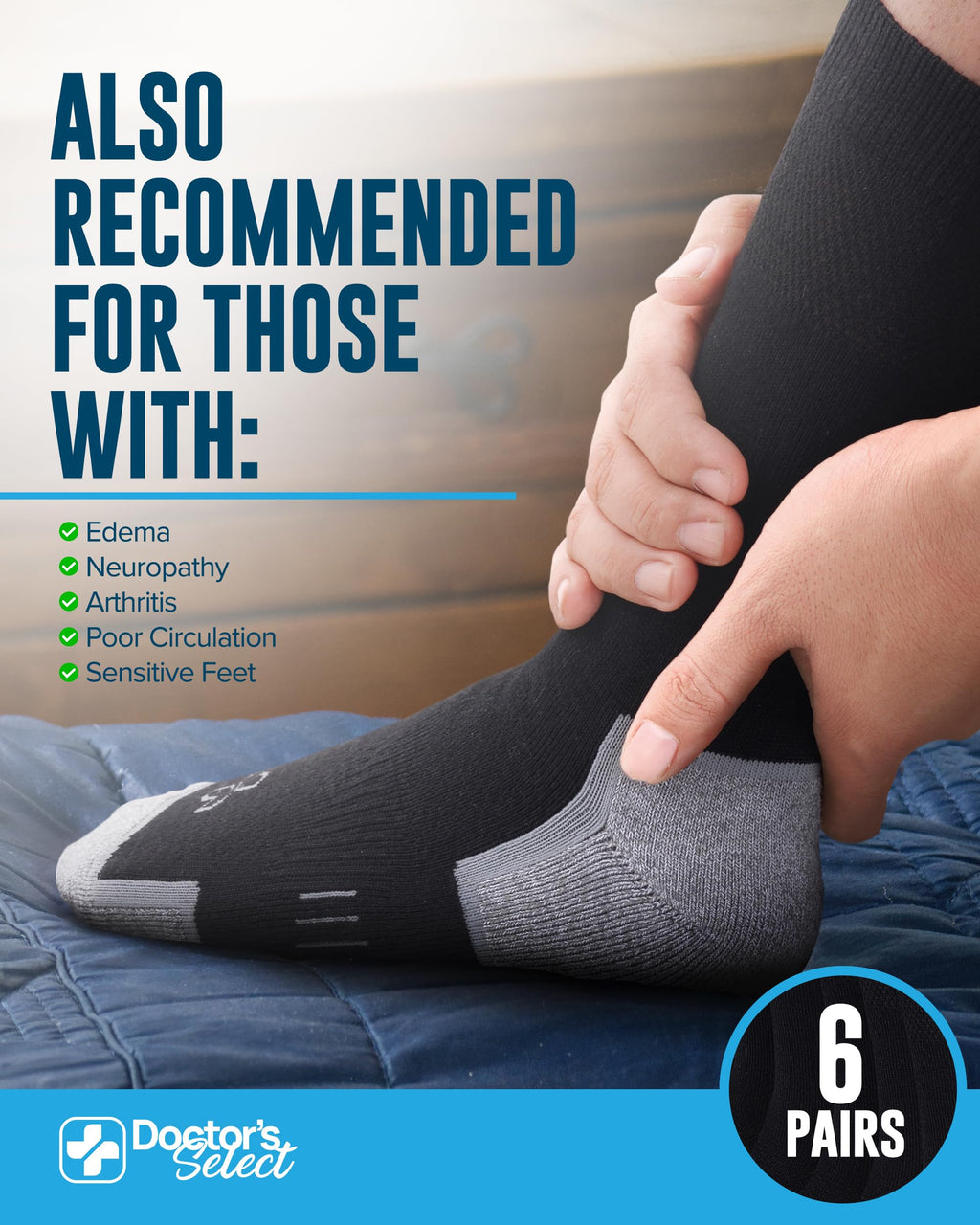 Non Binding Stretch Top Diabetic Socks 6 Pairs J8711