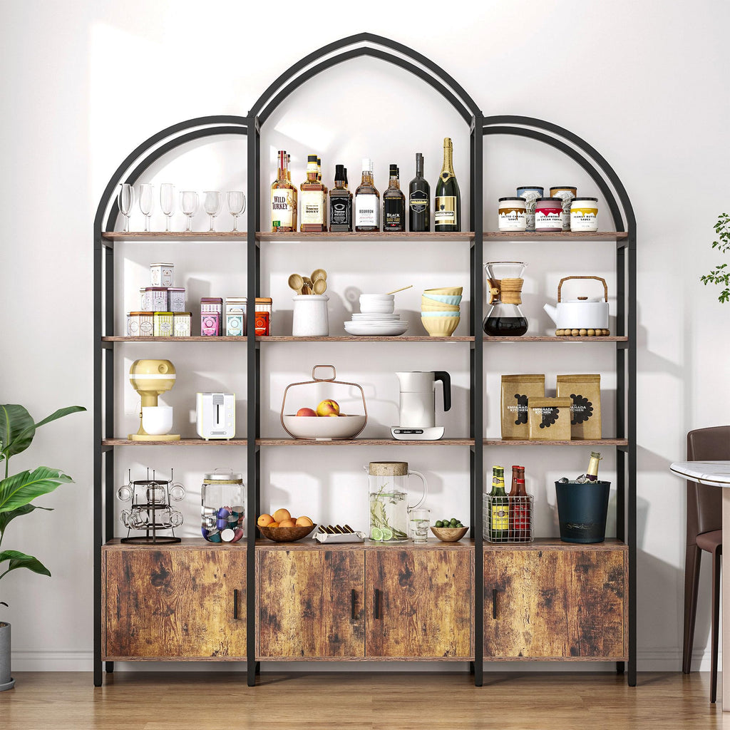 5 Tier Arched Bookshelf with 3 Cabinets B49897
