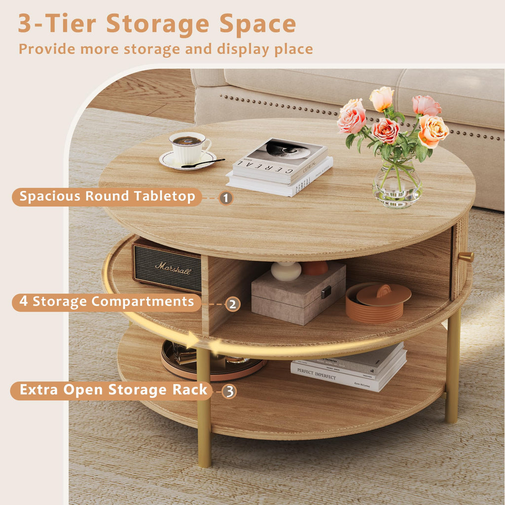 Round Coffee Table with Storage X8064