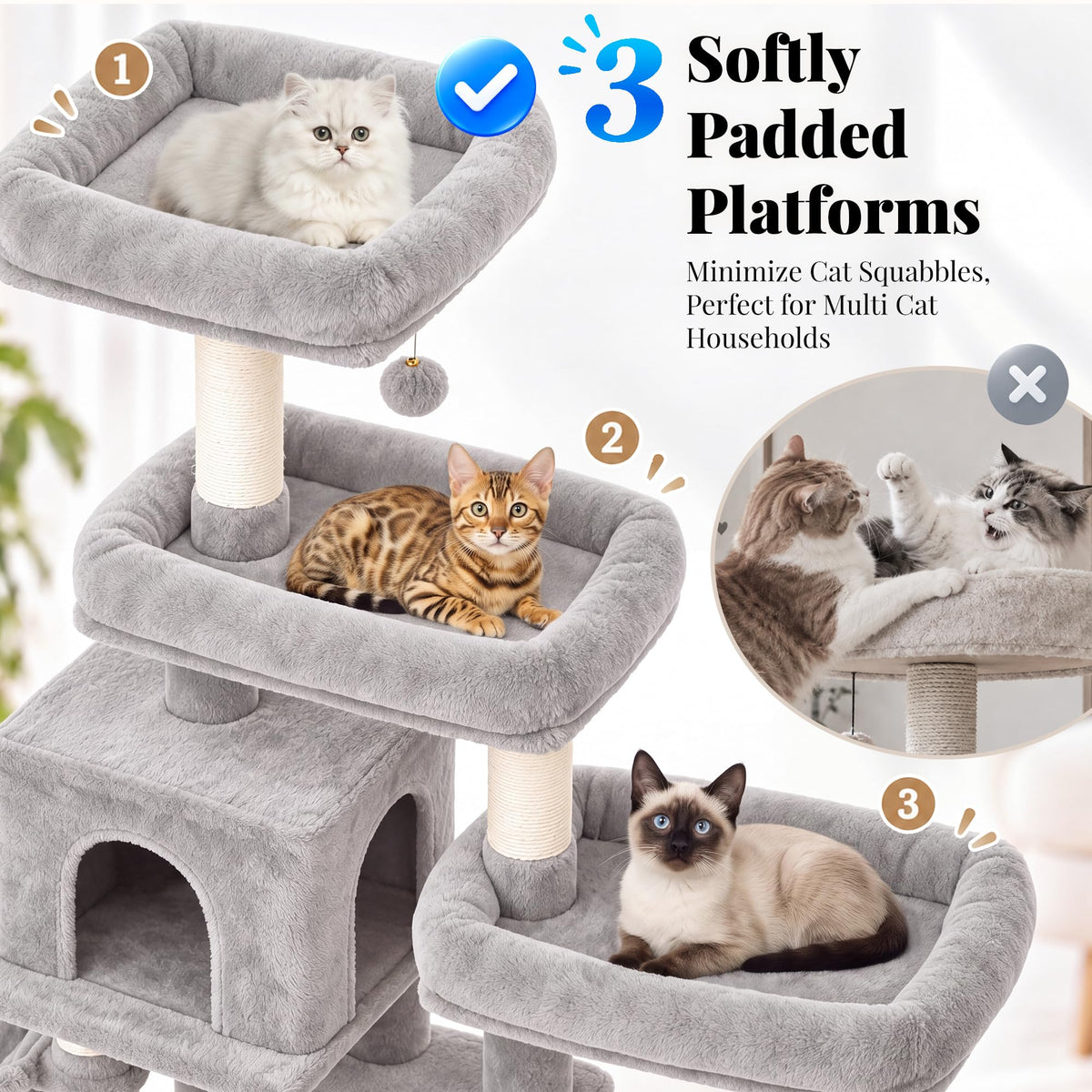 Cat Tree Tower with 3 Platforms Q965740