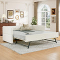 Twin Size Beige Boucle Upholstered Daybed with Trundle C6139