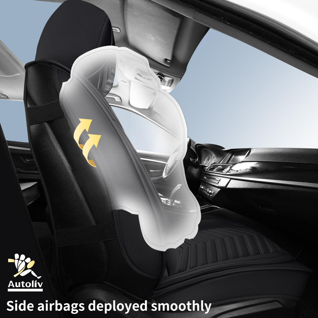 Black Nappa Leather Car Seat Covers Full Set E917028