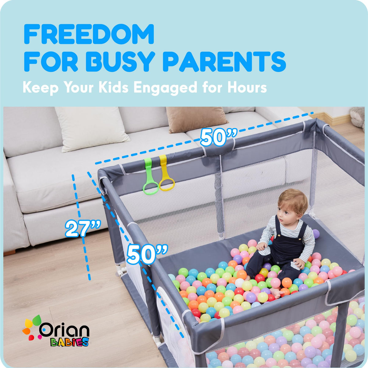 Baby Playpen 50x50 Grey W714