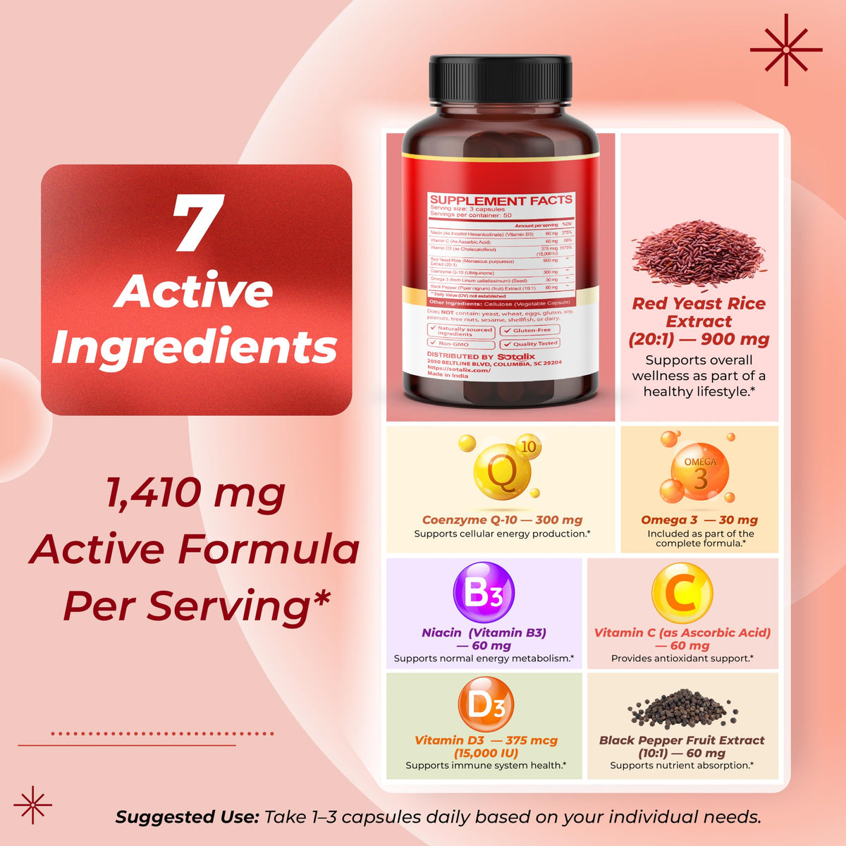 Red Yeast Rice Complex 1,410 mg 150 Capsules B802