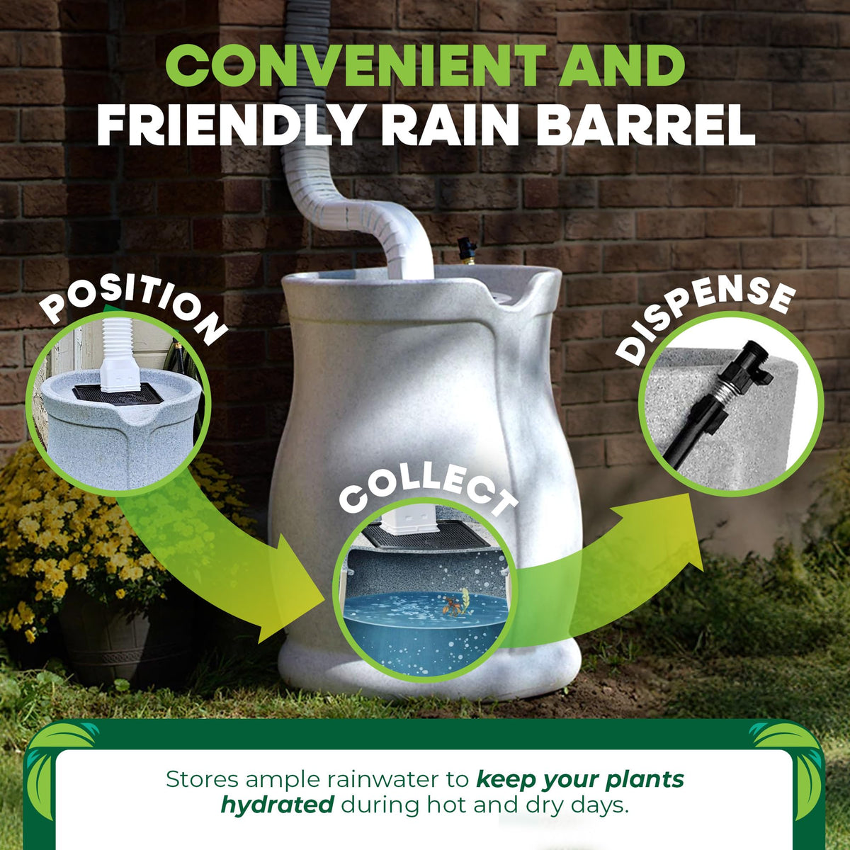 45 Gallon Light Granite Rain Barrel D6071