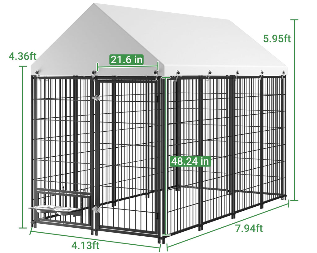 7.9 x 4.1 x 5.9 ft Outdoor Dog Kennel with Waterproof Roof S55794