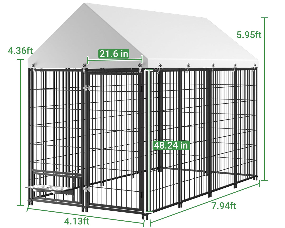 7.9 x 4.1 x 5.9 ft Outdoor Dog Kennel with Waterproof Roof S55794