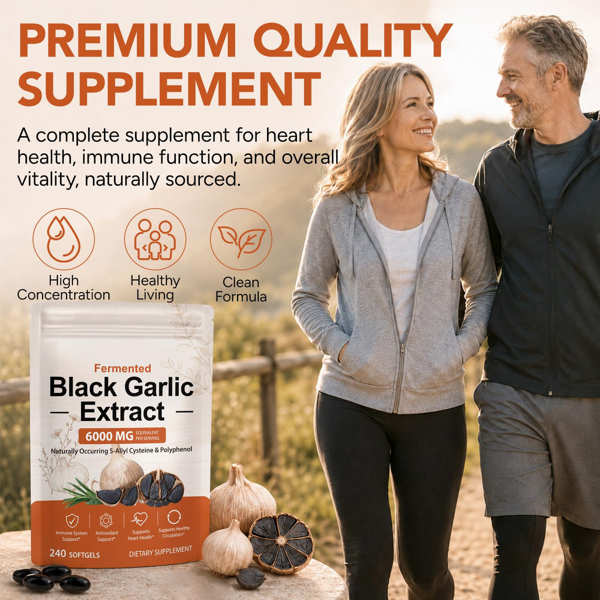 Black Garlic Capsules 6000mg 240 Softgels H247610