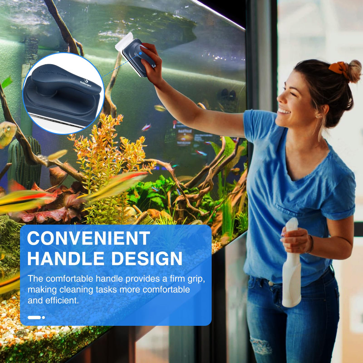 Aquarium Air Pump and Magnetic Glass Cleaner T25984