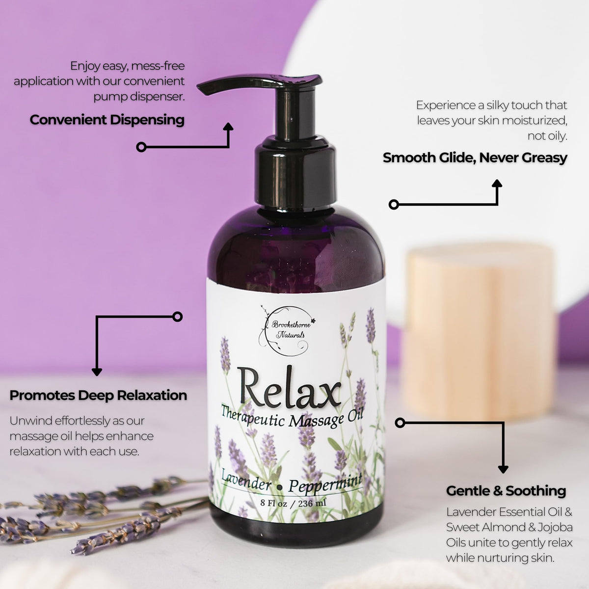 Lavender Peppermint Marjoram Body Massage Oil 8oz T233161