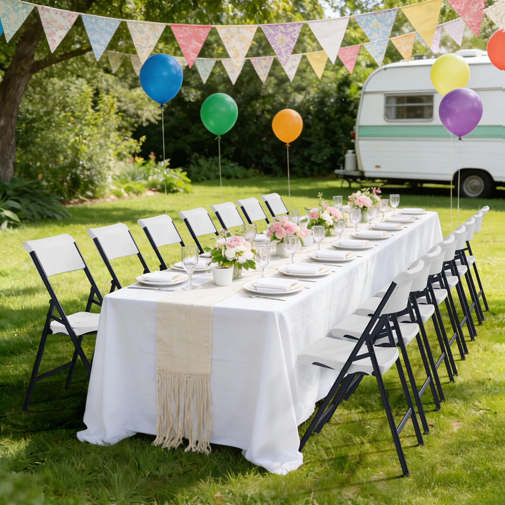 White 4 Pack Plastic Folding Chairs with Metal Frame U54902