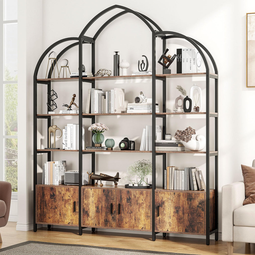 5 Tier Arched Bookshelf with 3 Cabinets B49897