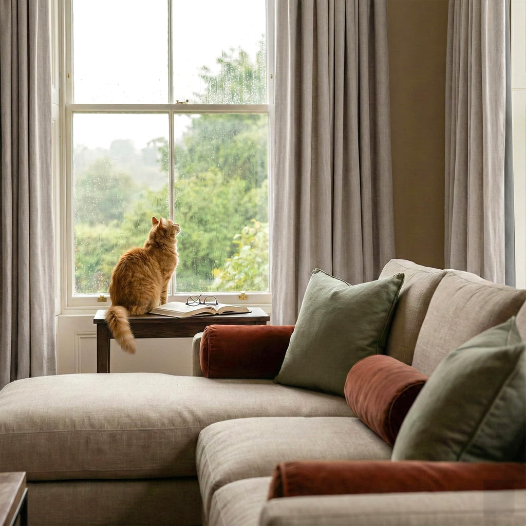 Natural Beige 100% Blackout Linen Curtains 96 Inch C773