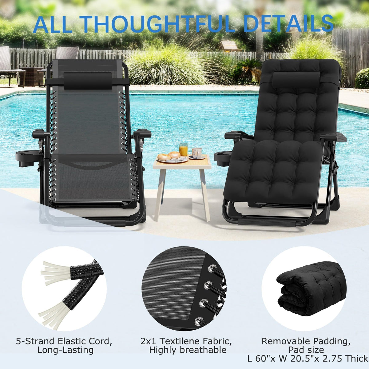 Zero Gravity Chair with Cup Holder, Black S238772
