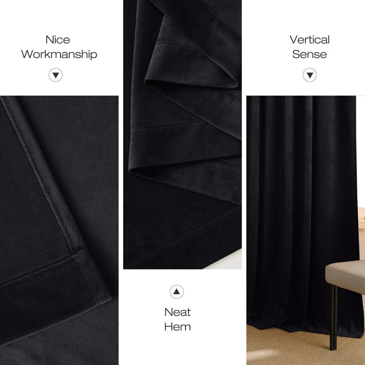 Black Out Velvet Curtains 108 inches Long A154
